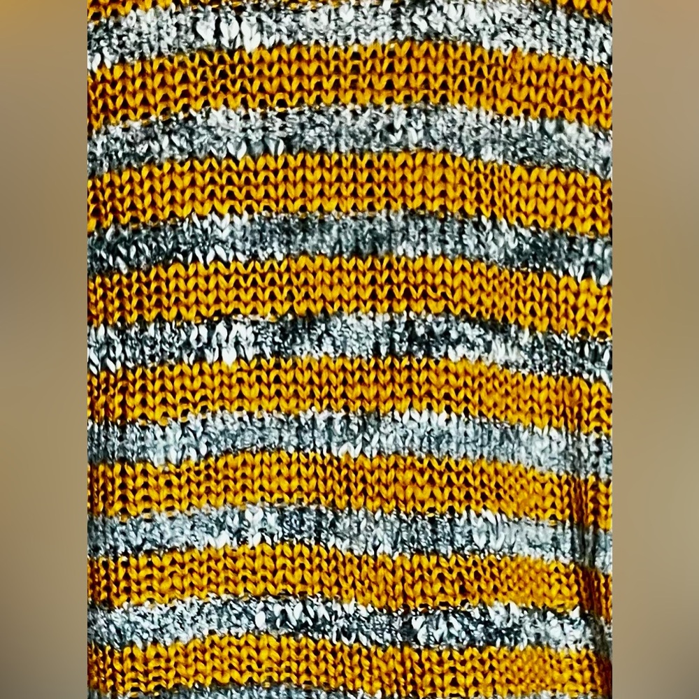 EUC Chic BY MALENE BIRGER Wool/Acrylic Colberta Stripe Sweater M Grey/Marigold - Picture 4 of 13